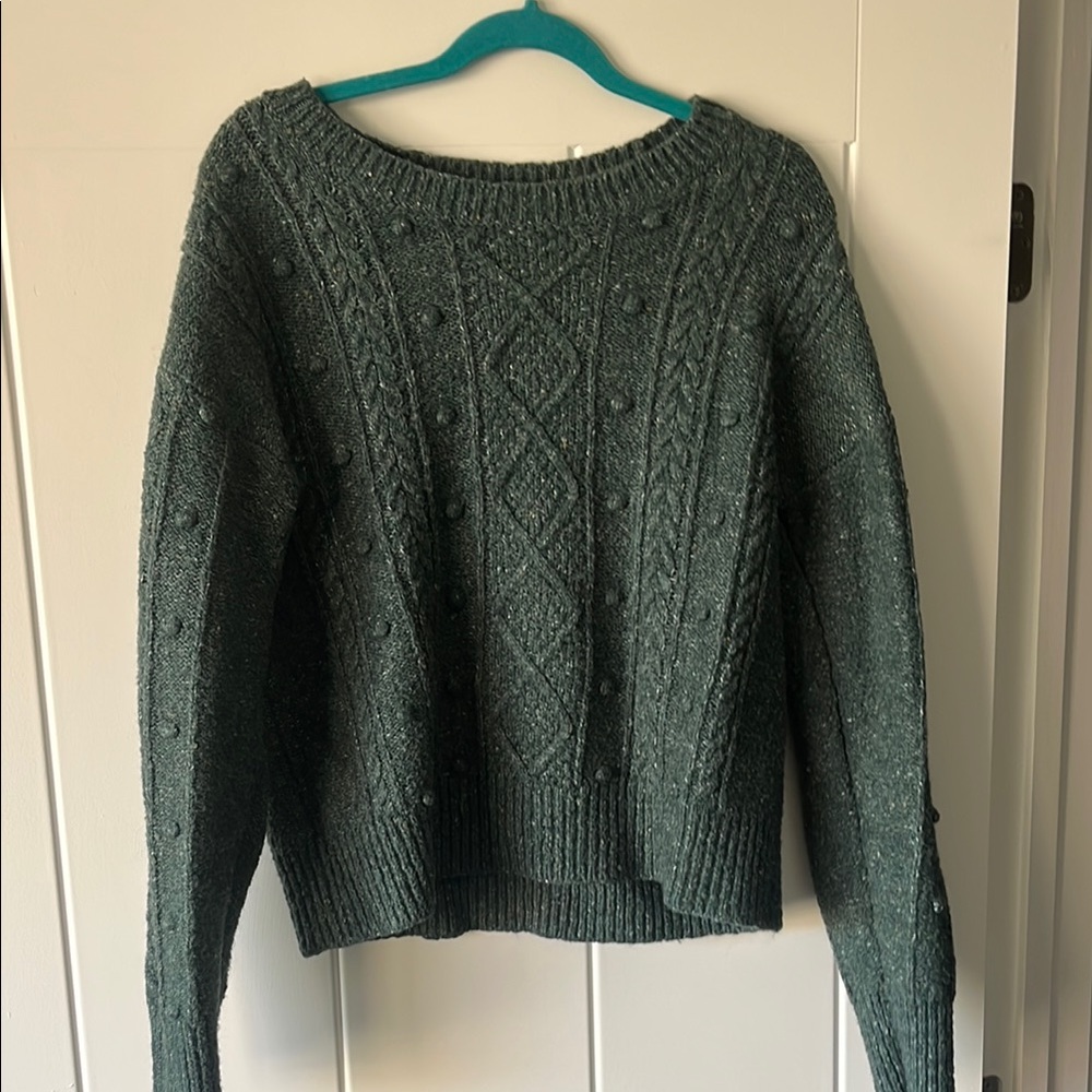 Old Navy Green Cable Knit Crew Neck Sweater